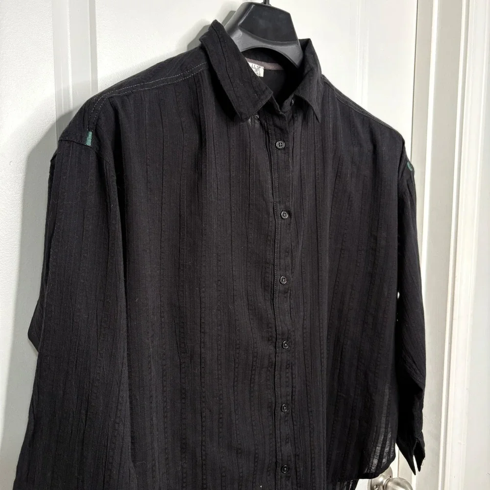 NEW Free People Black Button Down Gauze Shirt Oversized Cotton Casual Goth XS